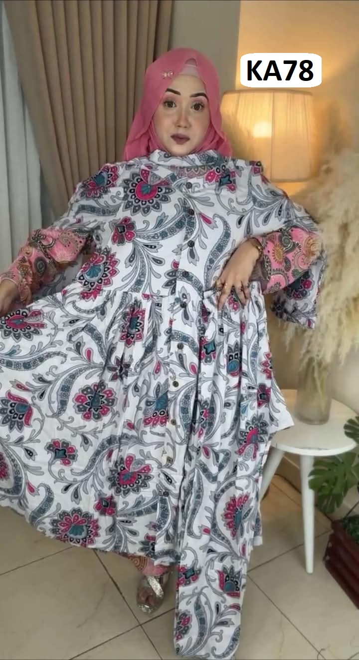 এলিগেন্ট ফ্লোরাল টু-পিস গাউন সেট - (Product Code: KA78)