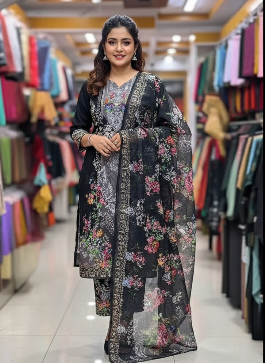 প্রিমিয়াম মাইক্রোস্টিচ সফট ডিজিটাল প্রিন্ট থ্রি-পিস কালেকশন